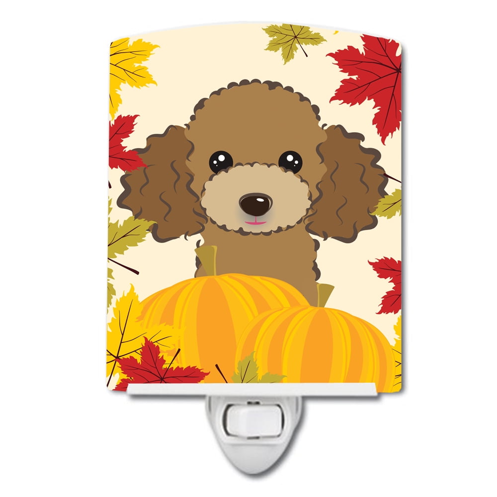 Chocolate Brown Poodle Thanksgiving Ceramic Night Light