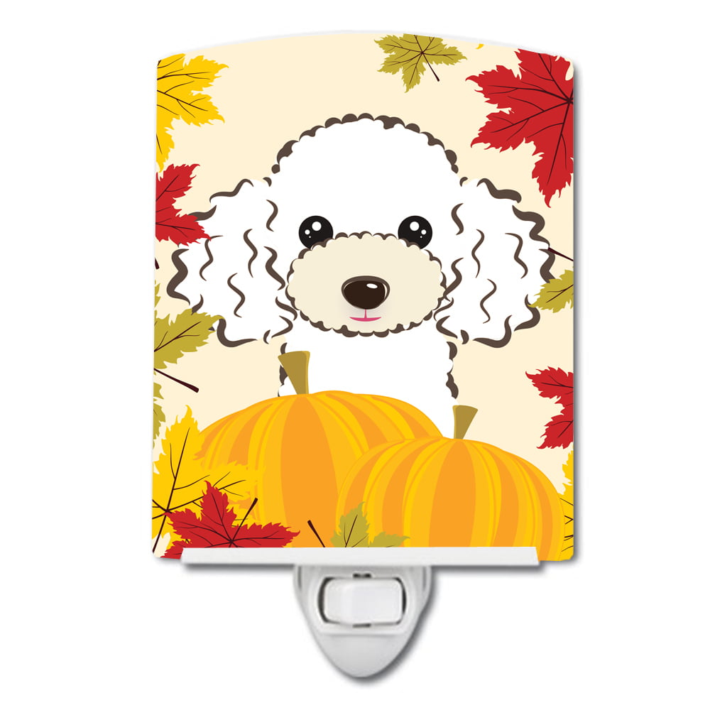 BB2063CNL White Poodle Thanksgiving Ceramic Night Light