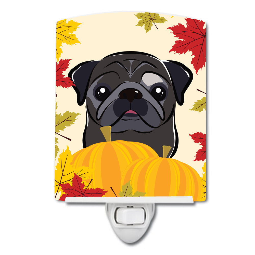 Black Pug Thanksgiving Ceramic Night Light