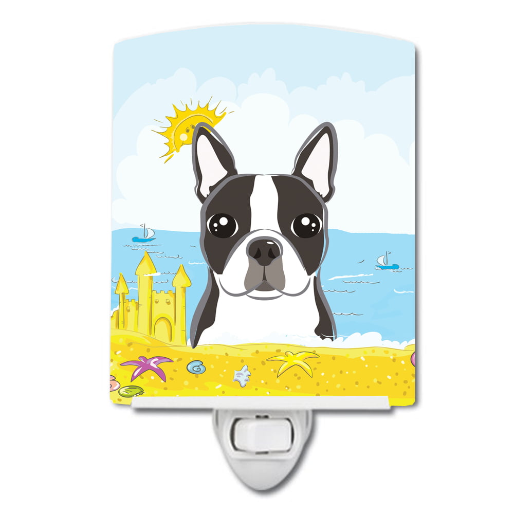 BB2071CNL Boston Terrier Summer Beach Ceramic Night Light
