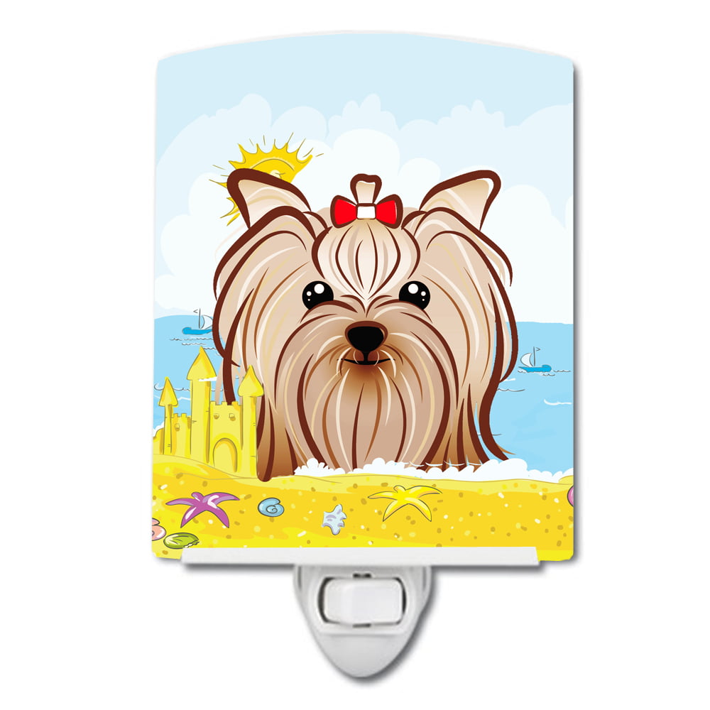 Yorkie Yorkishire Terrier Summer Beach Ceramic Night Light
