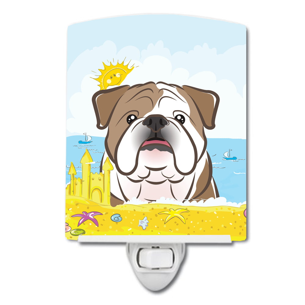 English Bulldog Summer Beach Ceramic Night Light