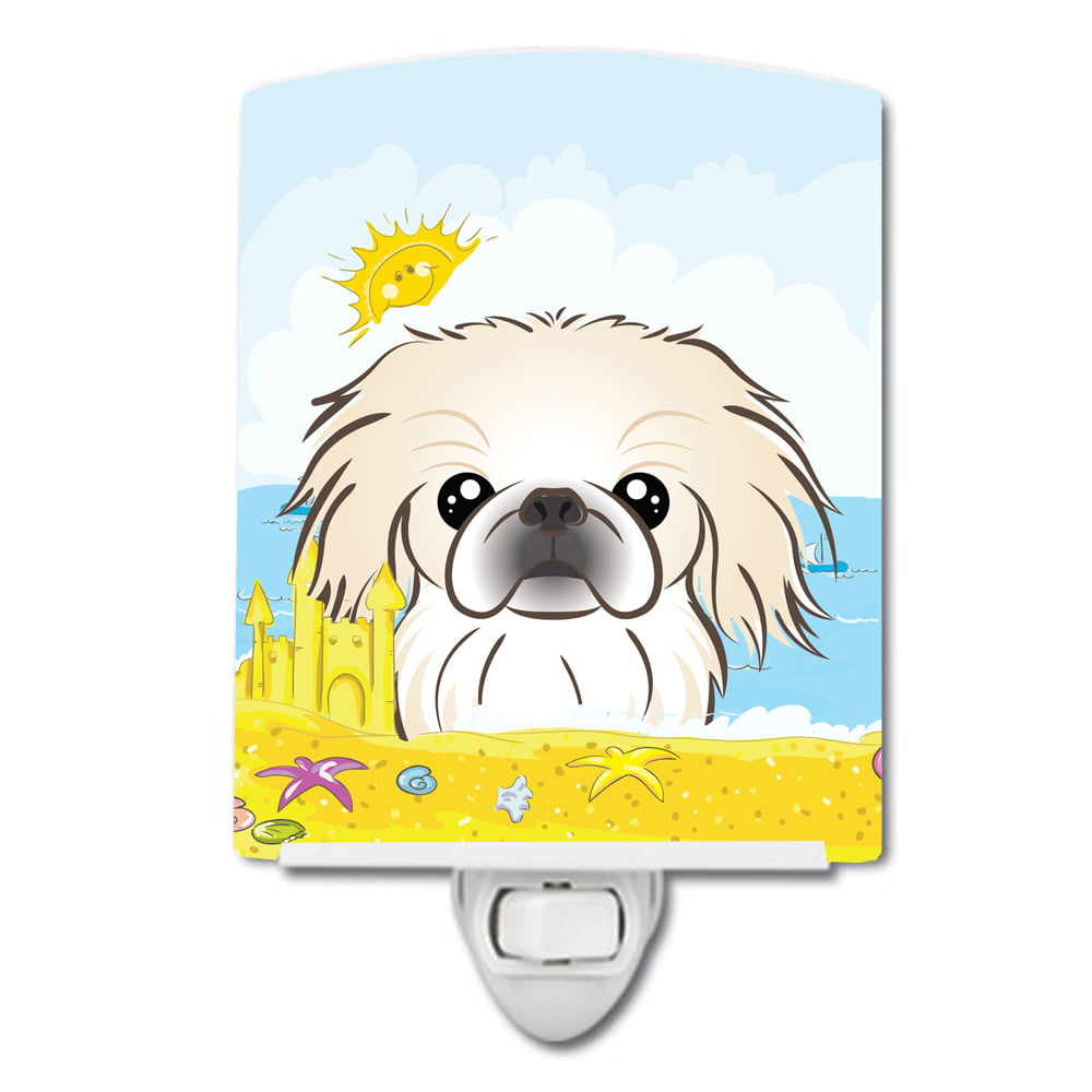 Pekingese Summer Beach Ceramic Night Light