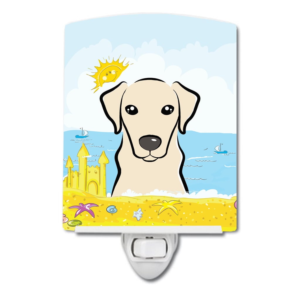 Yellow Labrador Summer Beach Ceramic Night Light