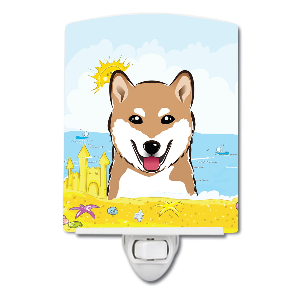 Shiba Inu Summer Beach Ceramic Night Light