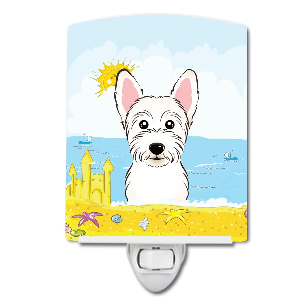 BB2094CNL Westie Summer Beach Ceramic Night Light
