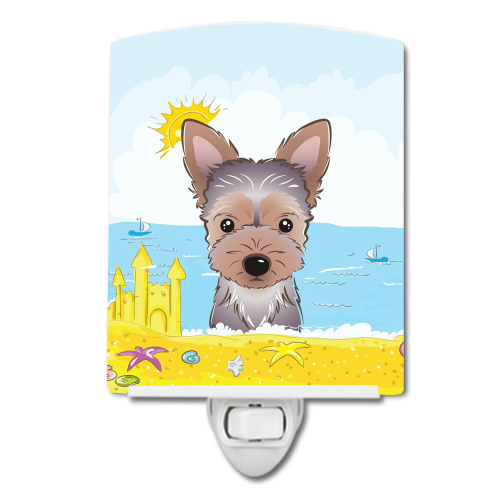 Yorkie Puppy Summer Beach Ceramic Night Light