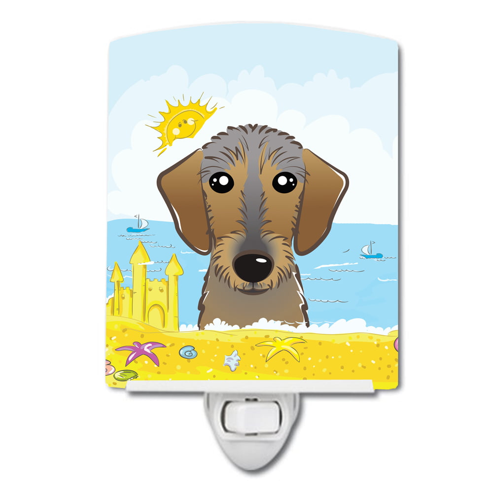 BB2101CNL Wirehaired Dachshund Summer Beach Ceramic Night Light