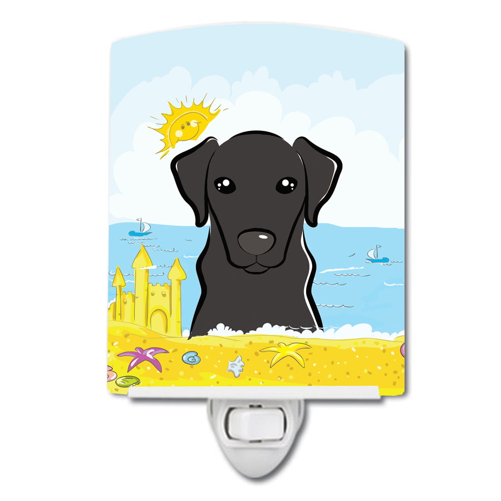 BB2103CNL Black Labrador Summer Beach Ceramic Night Light