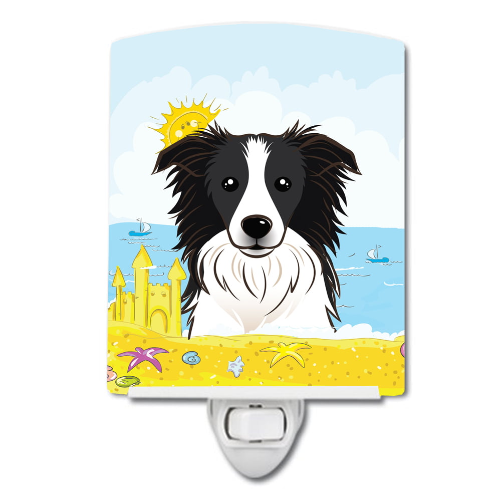 BB2109CNL Border Collie Summer Beach Ceramic Night Light