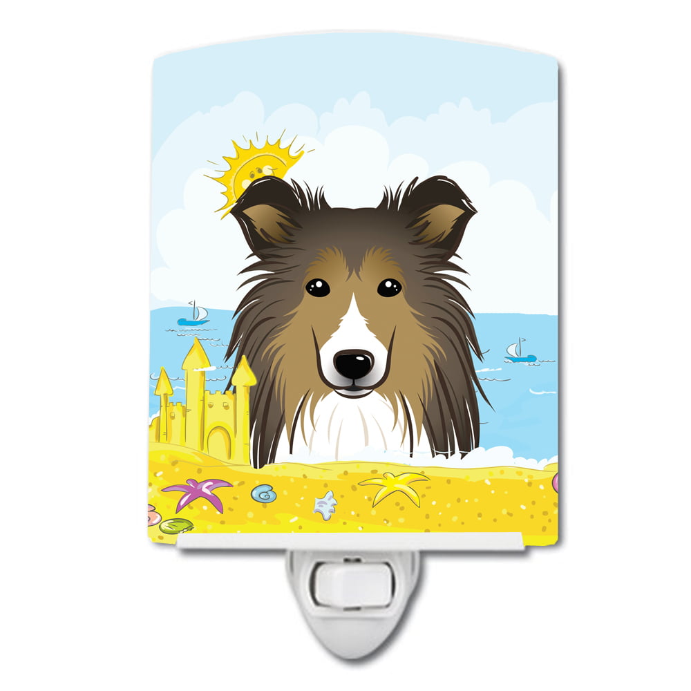 BB2110CNL Sheltie Summer Beach Ceramic Night Light