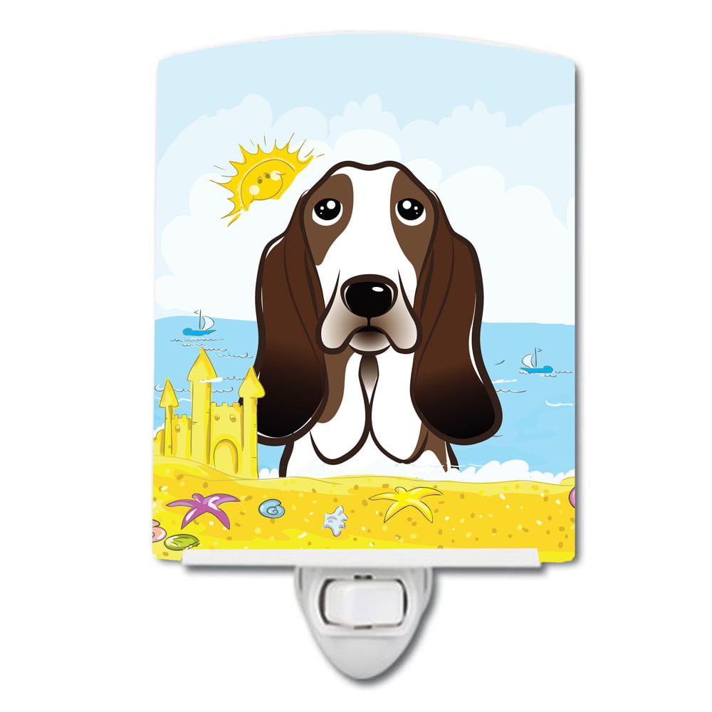 BB2111CNL Basset Hound Summer Beach Ceramic Night Light