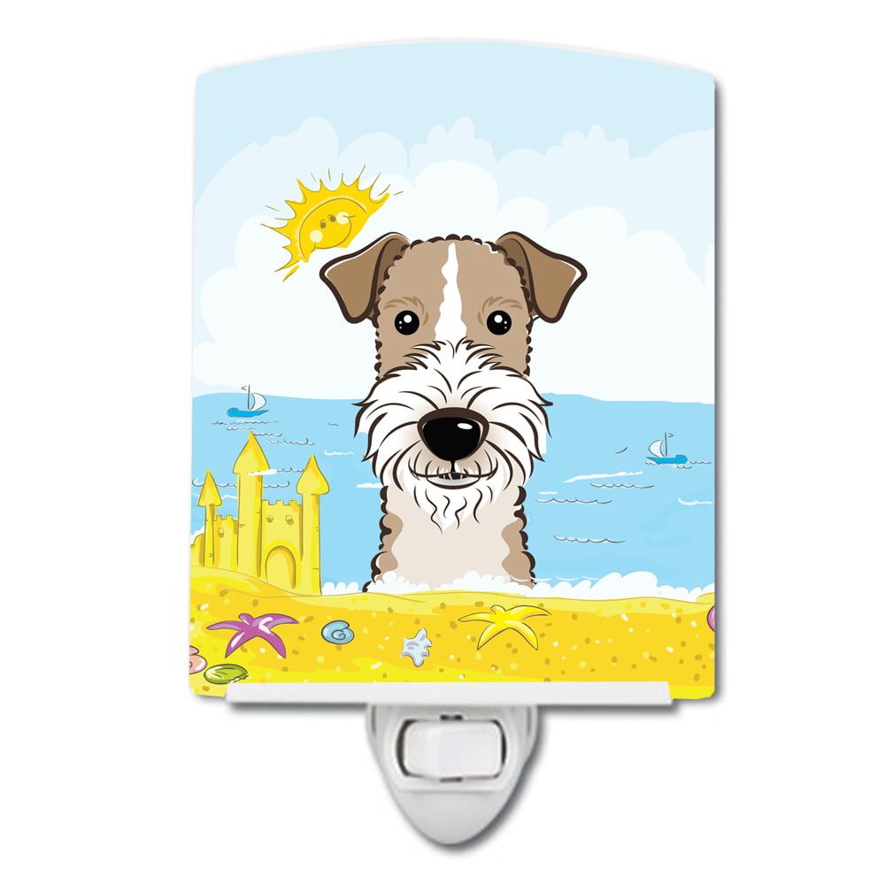 BB2115CNL Wire Haired Fox Terrier Summer Beach Ceramic Night Light
