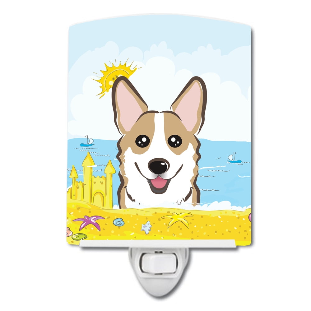 BB2121CNL Sable Corgi Summer Beach Ceramic Night Light