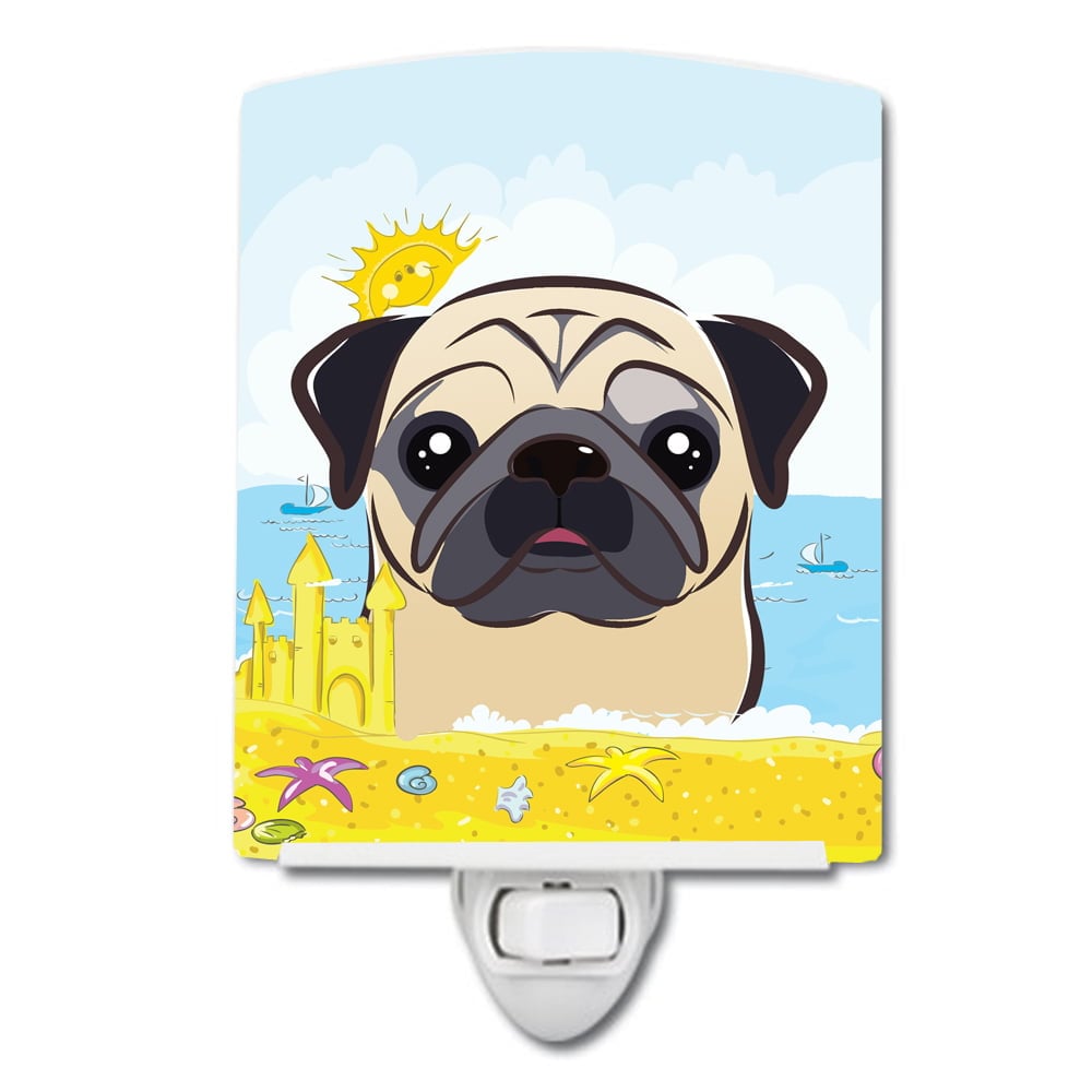 Fawn Pug Summer Beach Ceramic Night Light