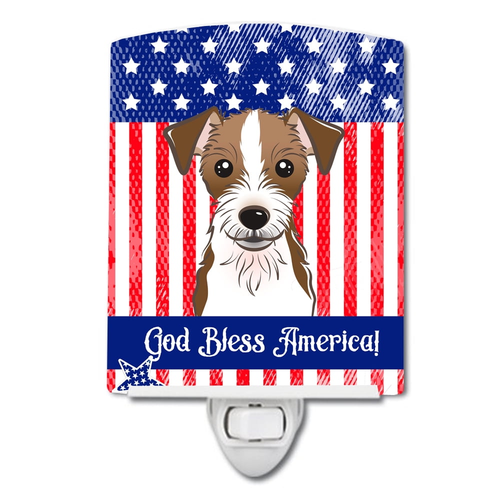 American Flag & Jack Russell Terrier Ceramic Night Light