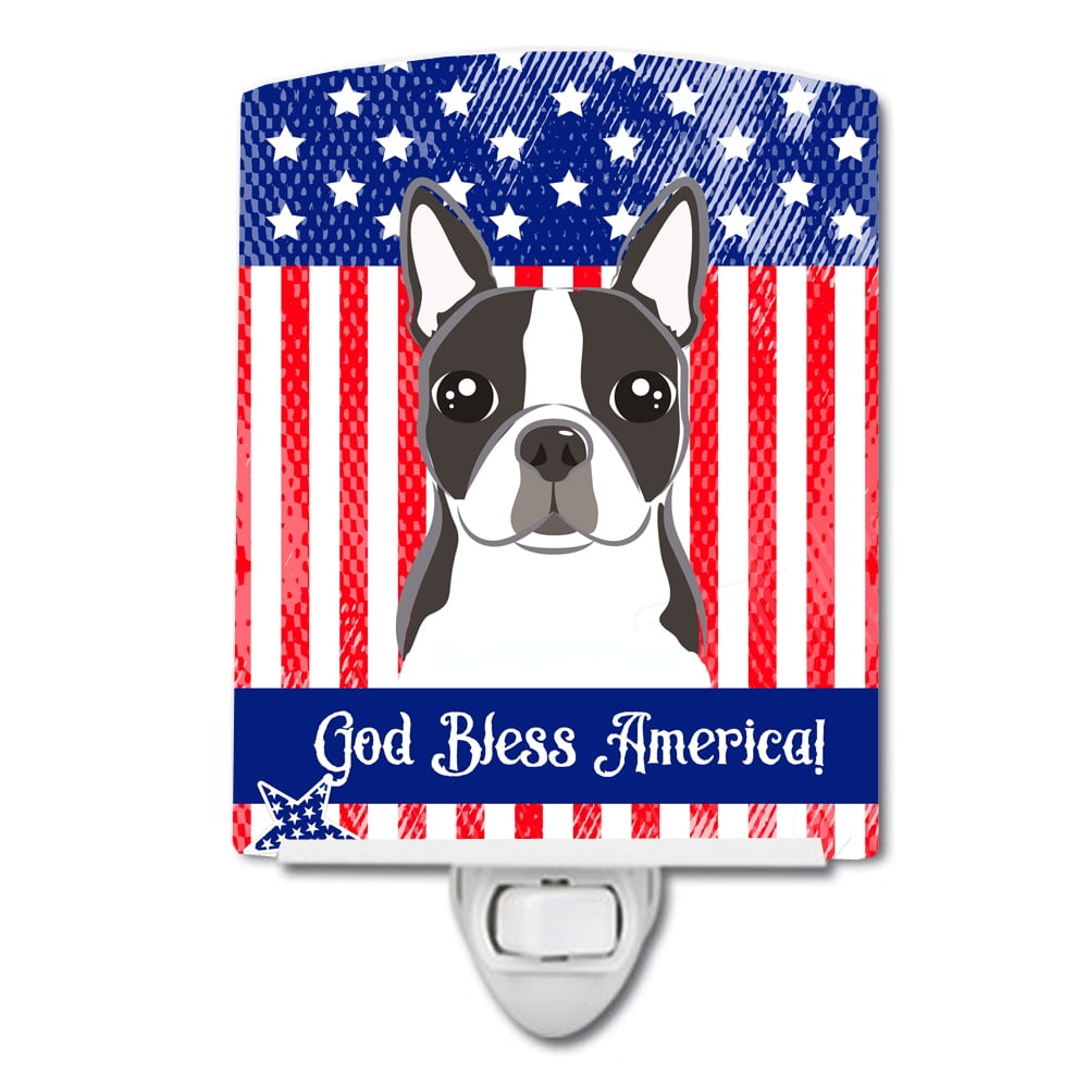 American Flag & Boston Terrier Ceramic Night Light