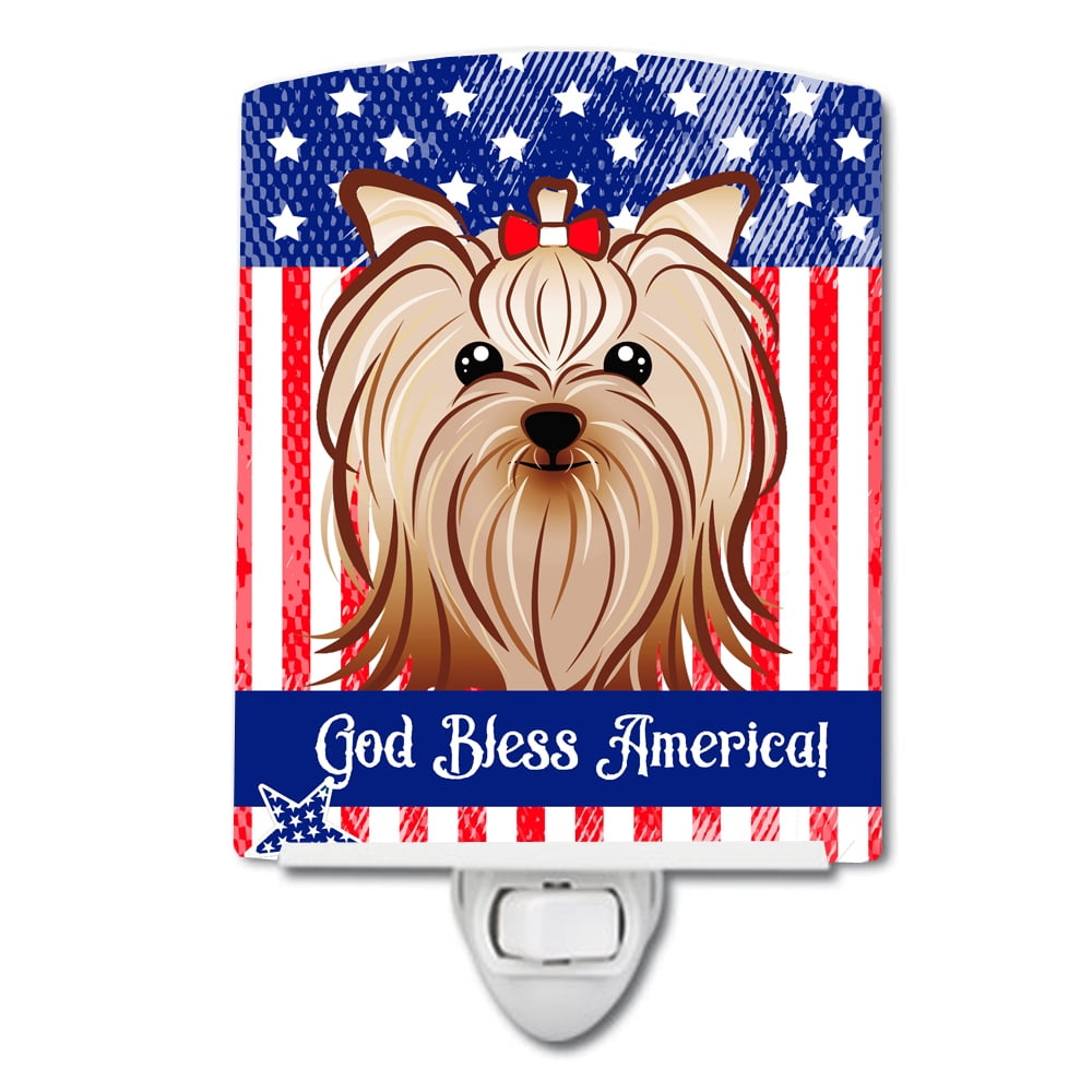 American Flag & Yorkie Yorkishire Terrier Ceramic Night Light