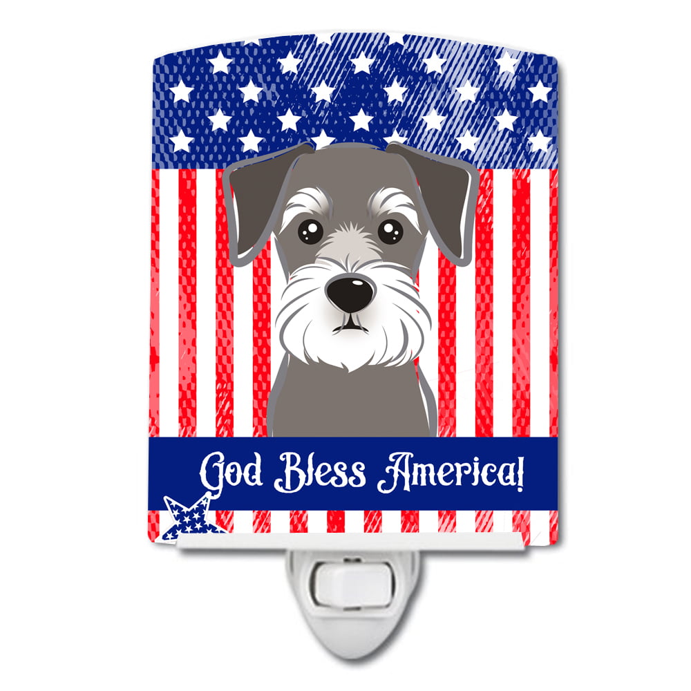 BB2136CNL American Flag & Schnauzer Ceramic Night Light