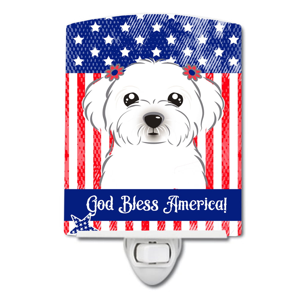 American Flag & Maltese Ceramic Night Light