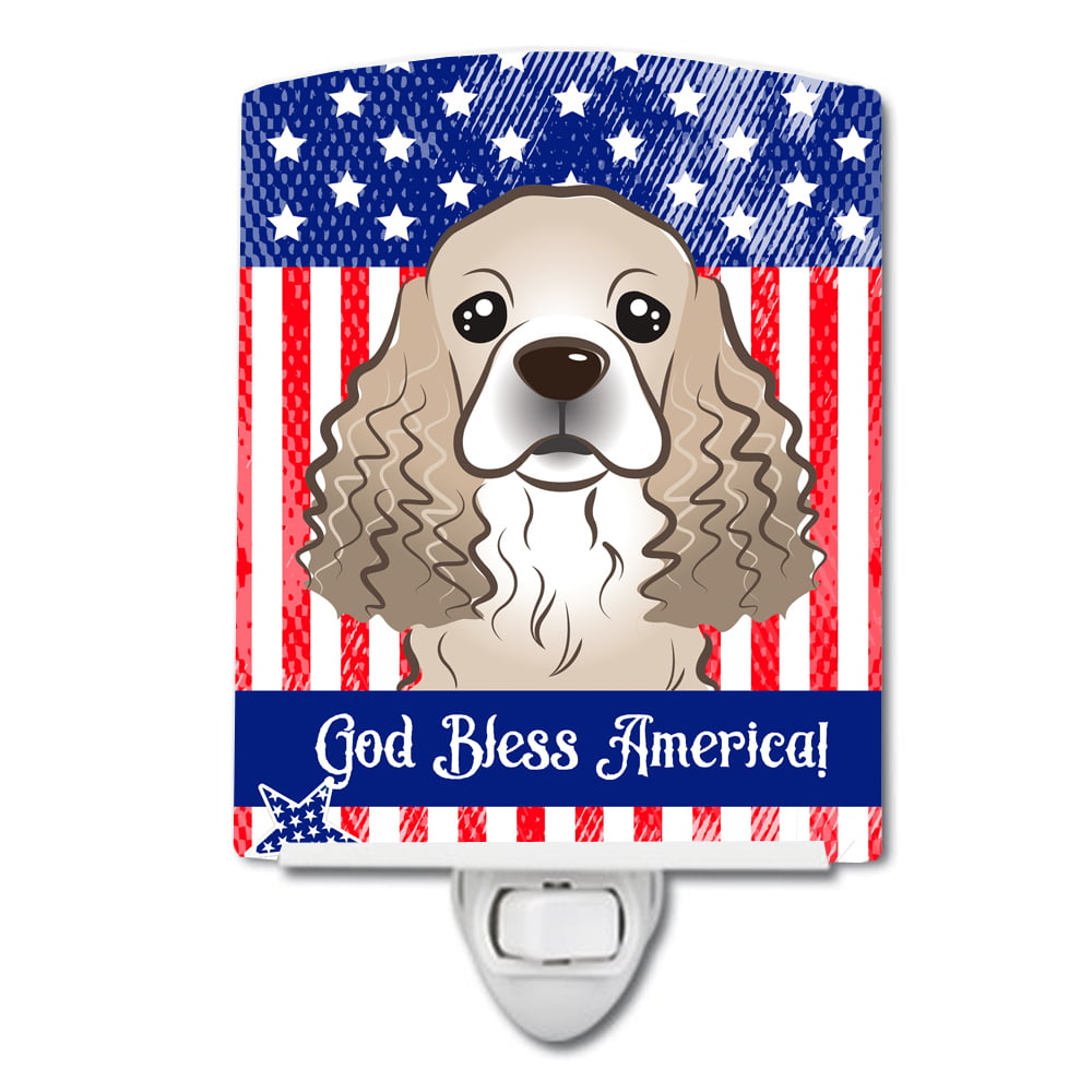BB2146CNL American Flag & Cocker Spaniel Ceramic Night Light