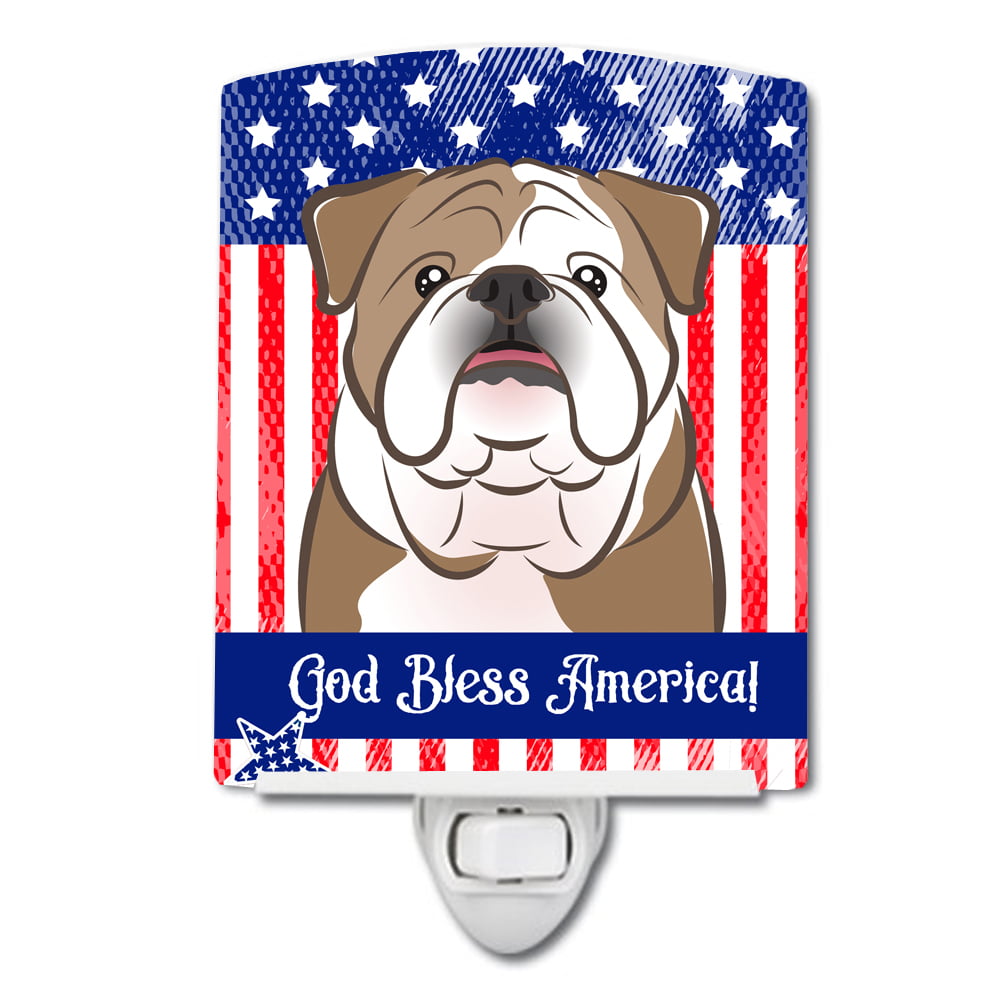 American Flag & English Bulldog Ceramic Night Light