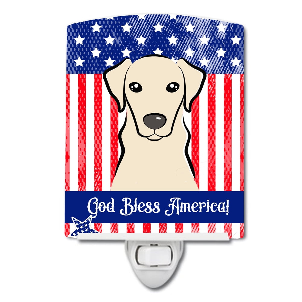 American Flag & Yellow Labrador Ceramic Night Light
