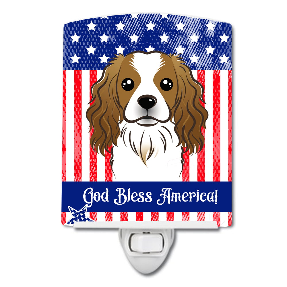 American Flag & Cavalier Spaniel Ceramic Night Light