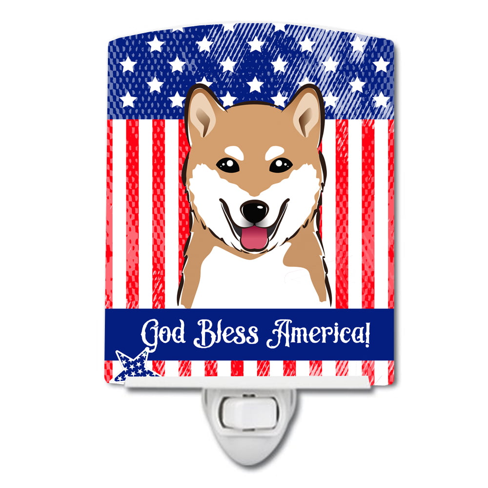 BB2155CNL American Flag & Shiba Inu Ceramic Night Light