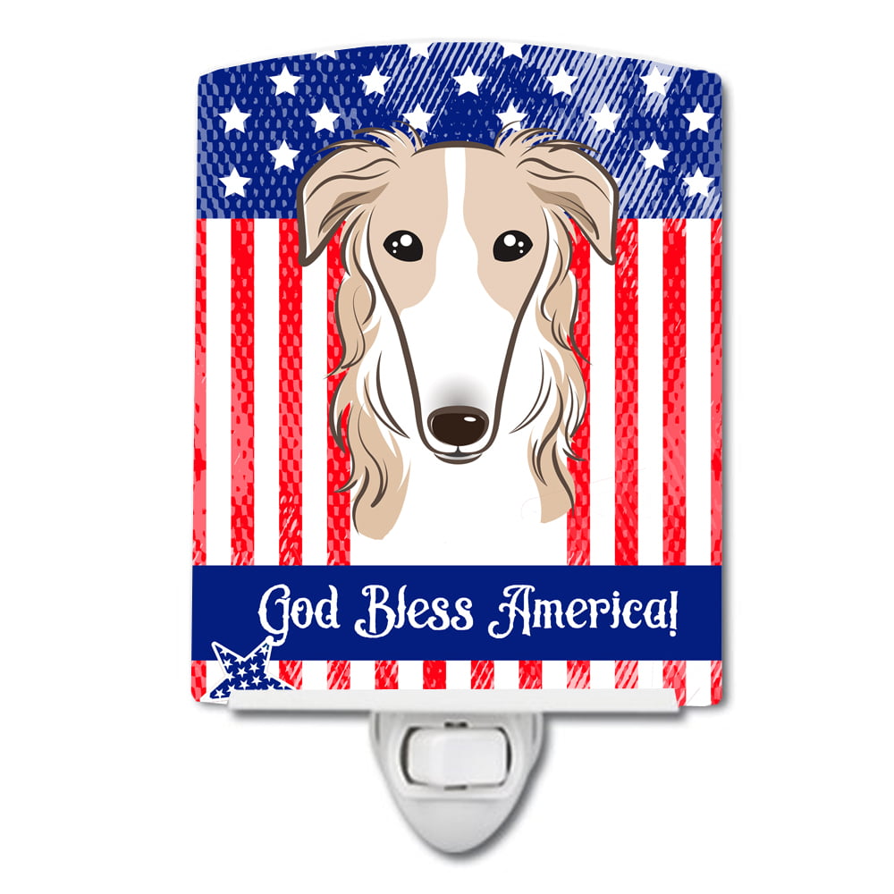 American Flag & Borzoi Ceramic Night Light