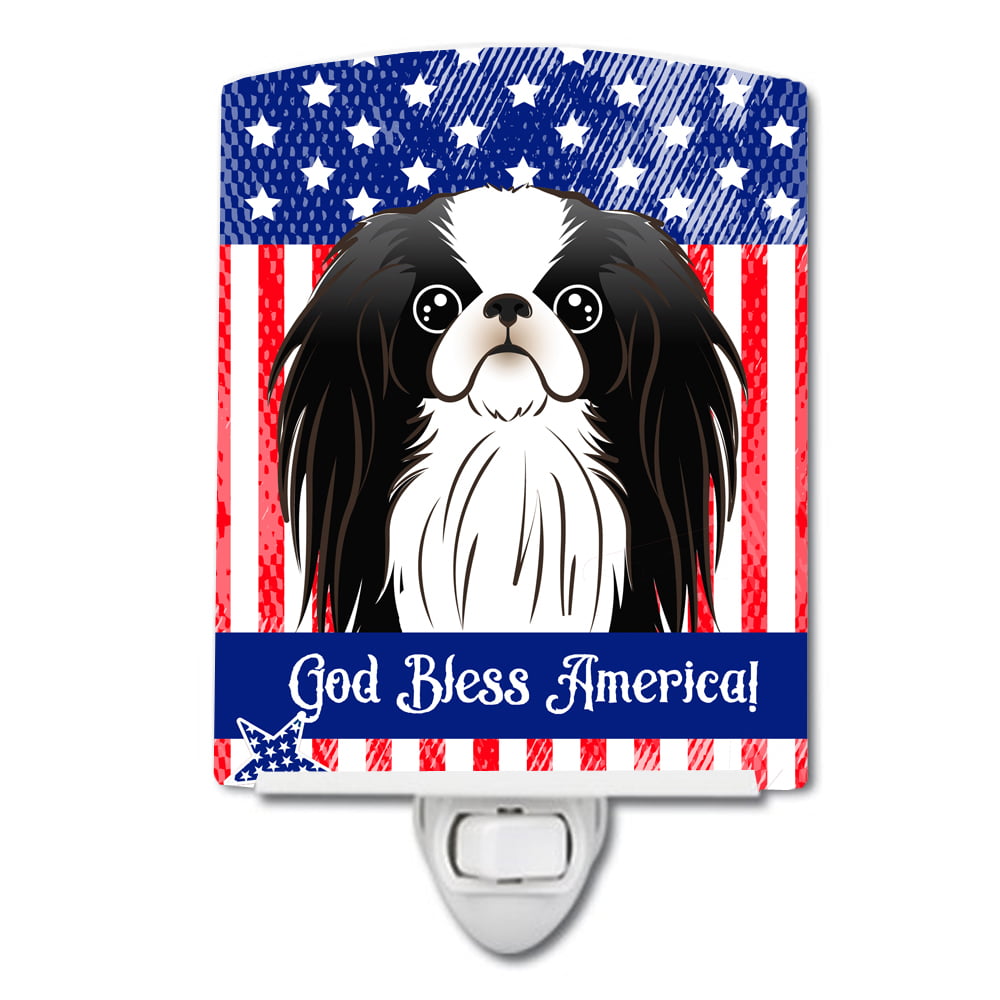 American Flag & Japanese Chin Ceramic Night Light