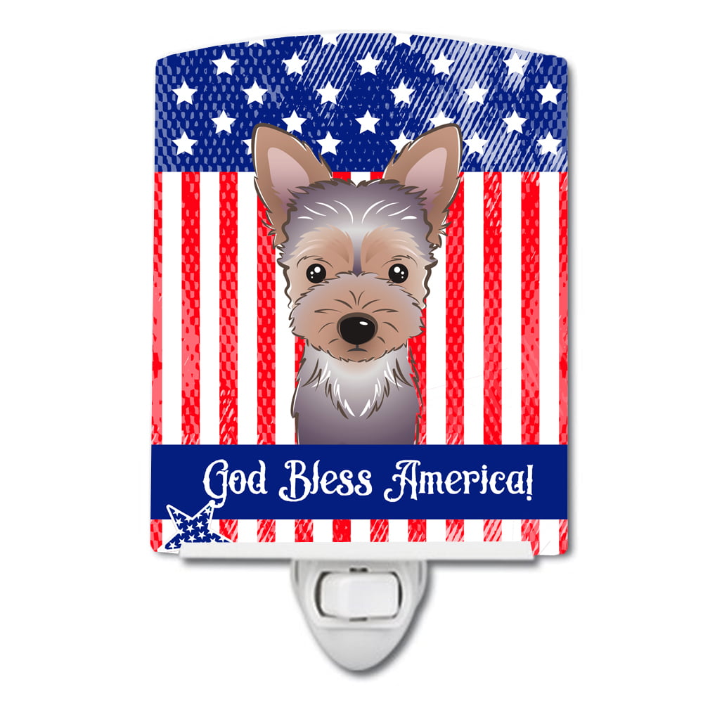 American Flag & Yorkie Puppy Ceramic Night Light