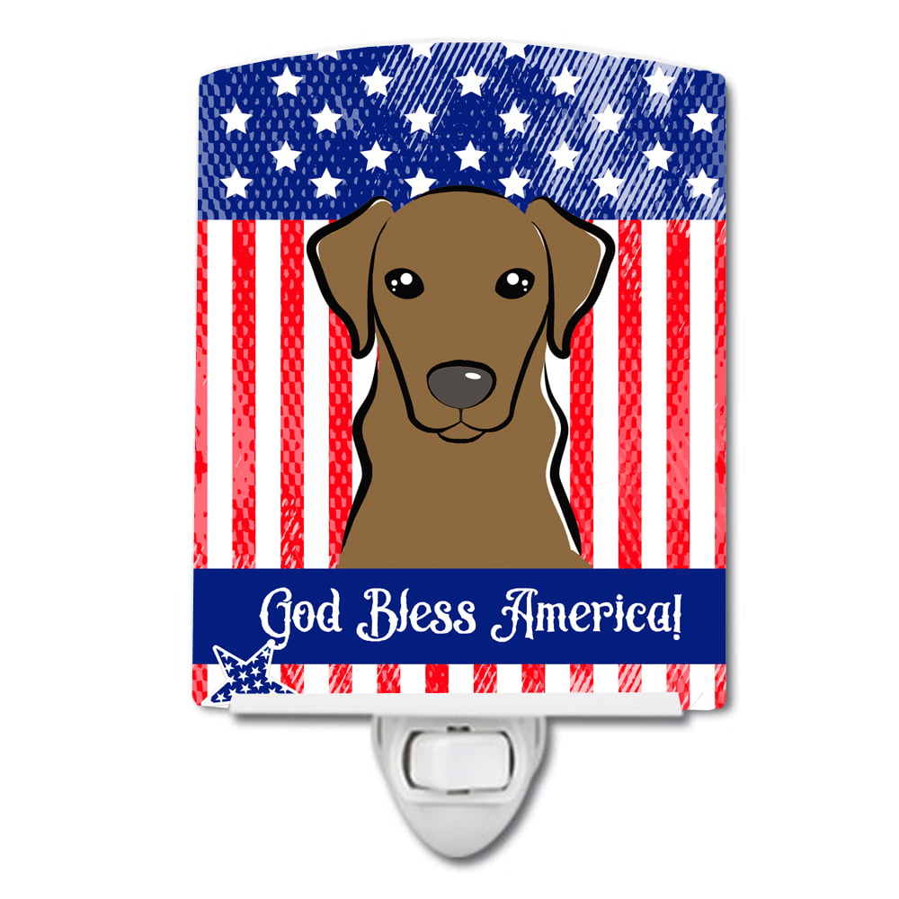 American Flag & Wirehaired Dachshund Ceramic Night Light