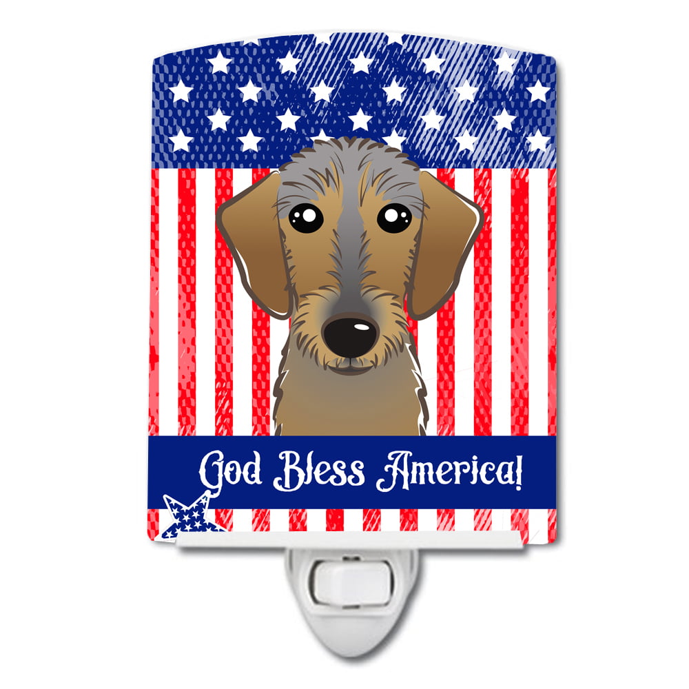American Flag & Chocolate Labrador Ceramic Night Light