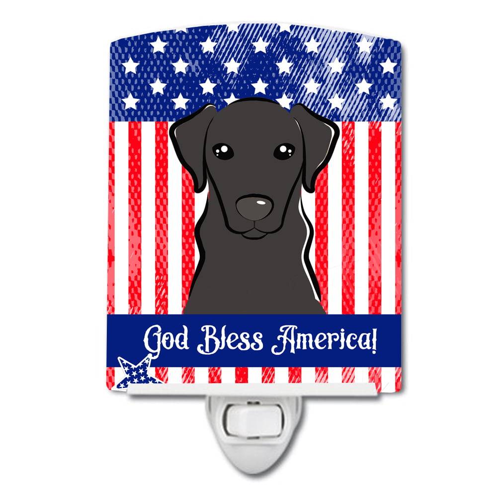 American Flag & Black Labrador Ceramic Night Light