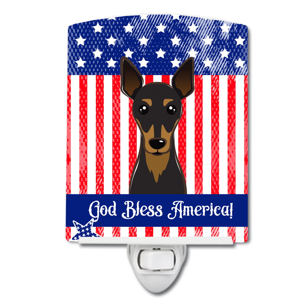 American Flag & Min Pin Ceramic Night Light