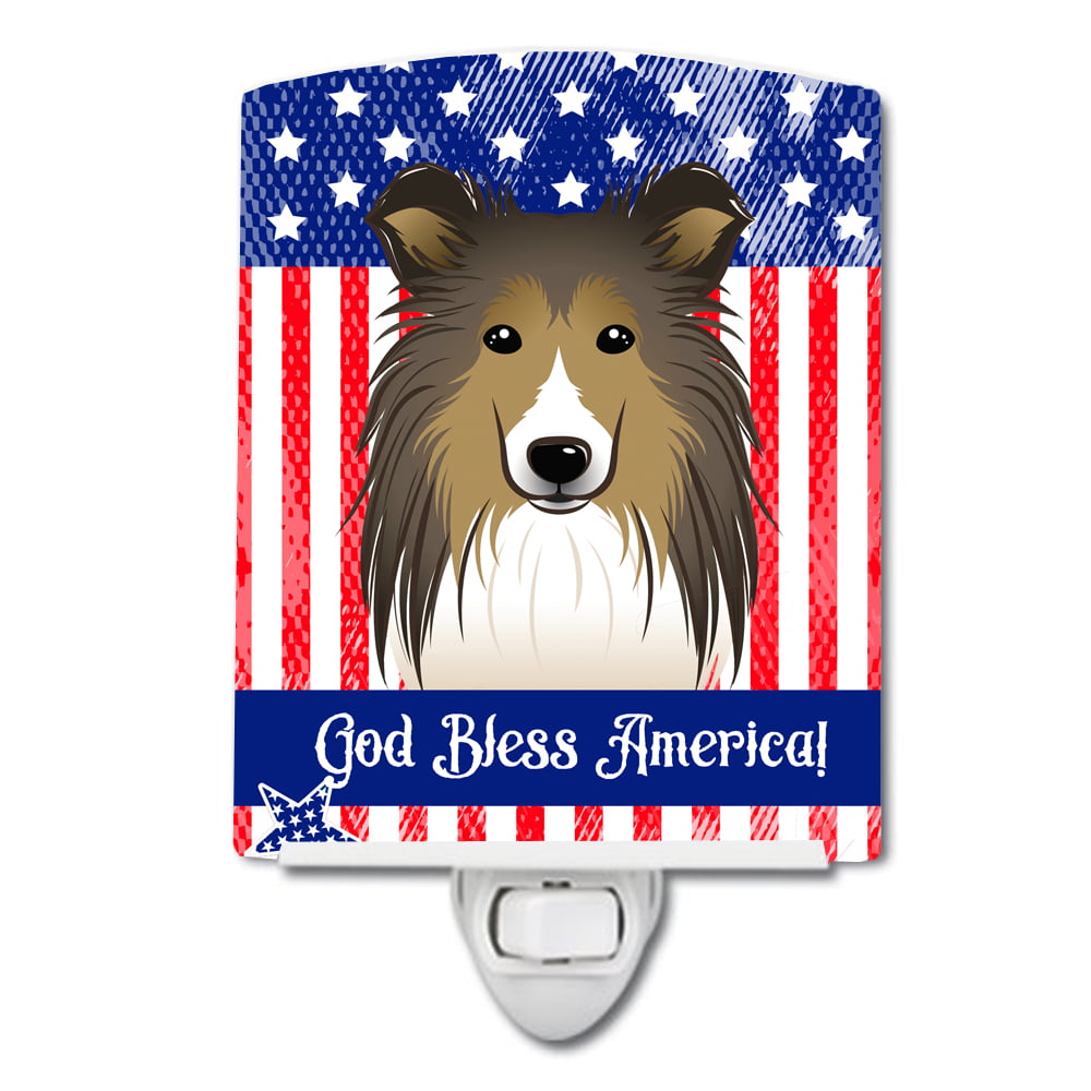 BB2172CNL American Flag & Sheltie Ceramic Night Light