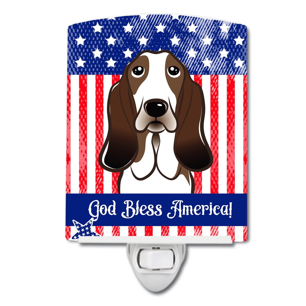 American Flag & Basset Hound Ceramic Night Light