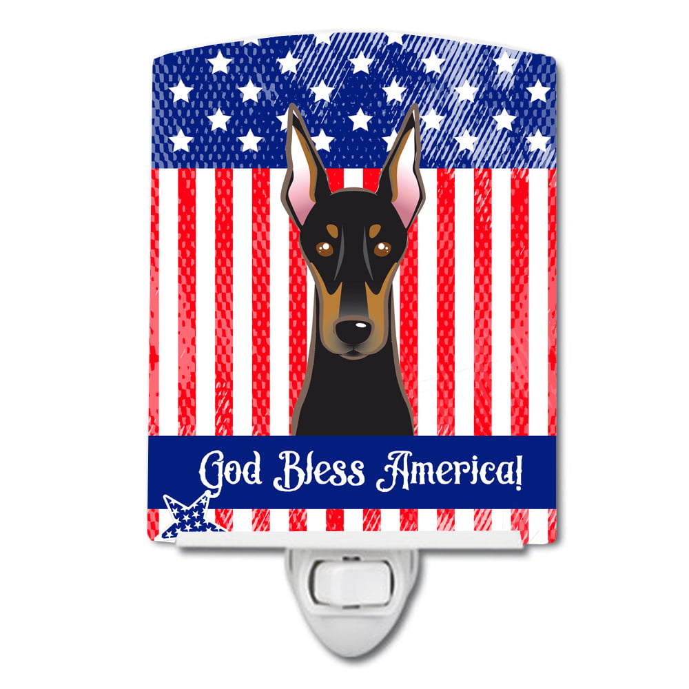 American Flag & Doberman Ceramic Night Light