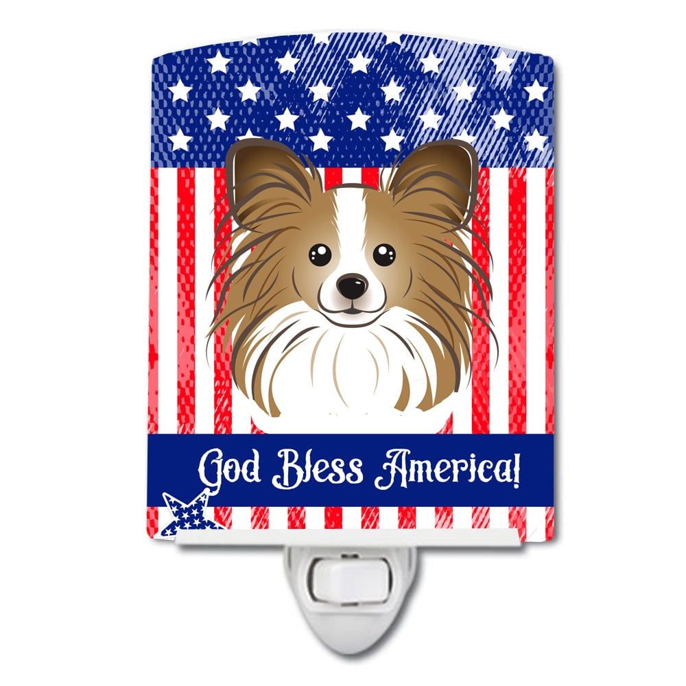 BB2178CNL American Flag & Papillon Ceramic Night Light