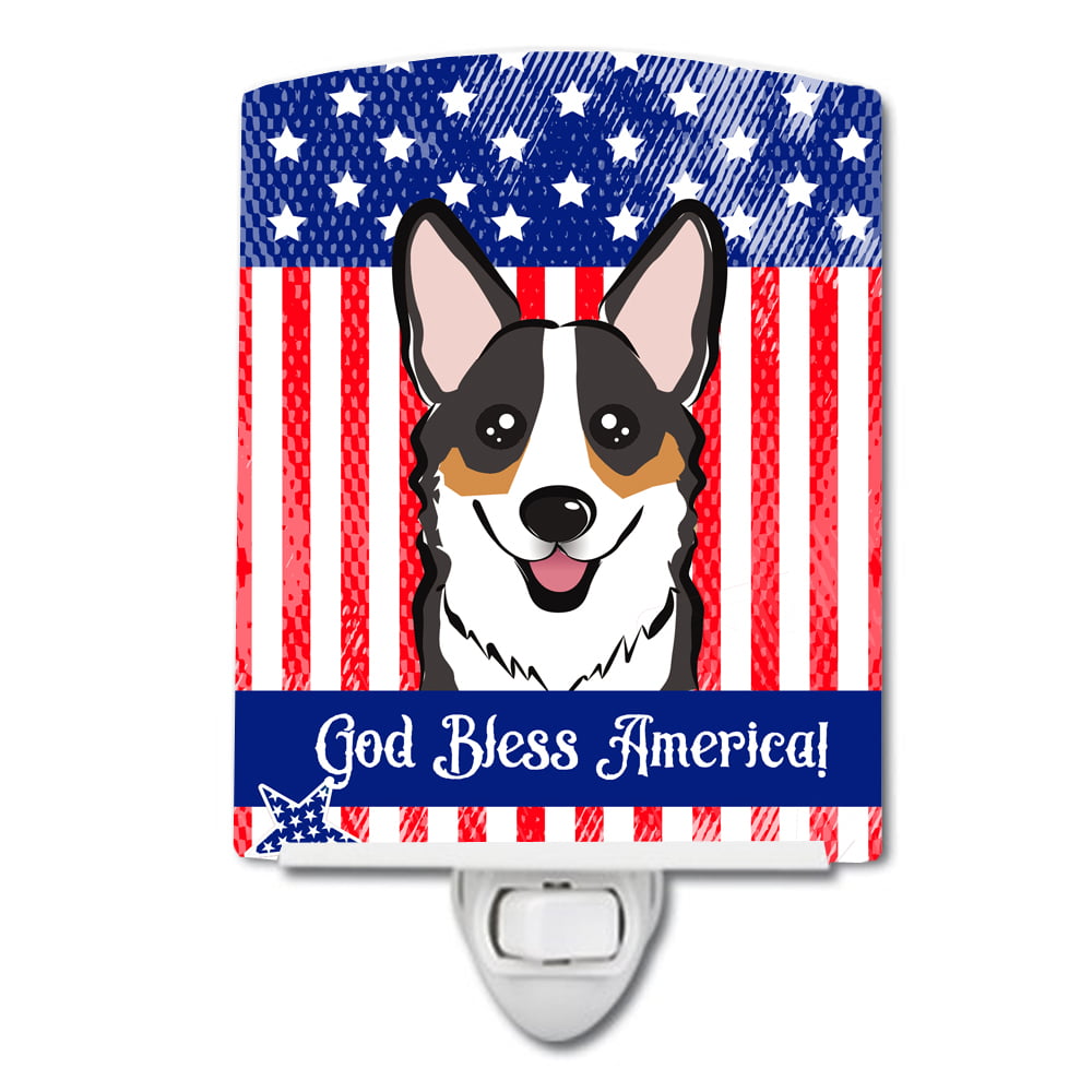 American Flag & Tricolor Corgi Ceramic Night Light