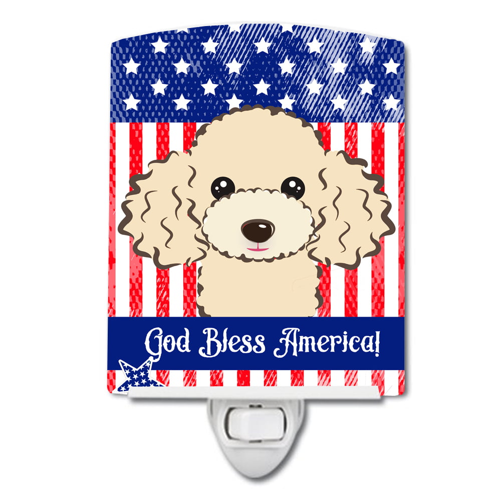 American Flag & Buff Poodle Ceramic Night Light
