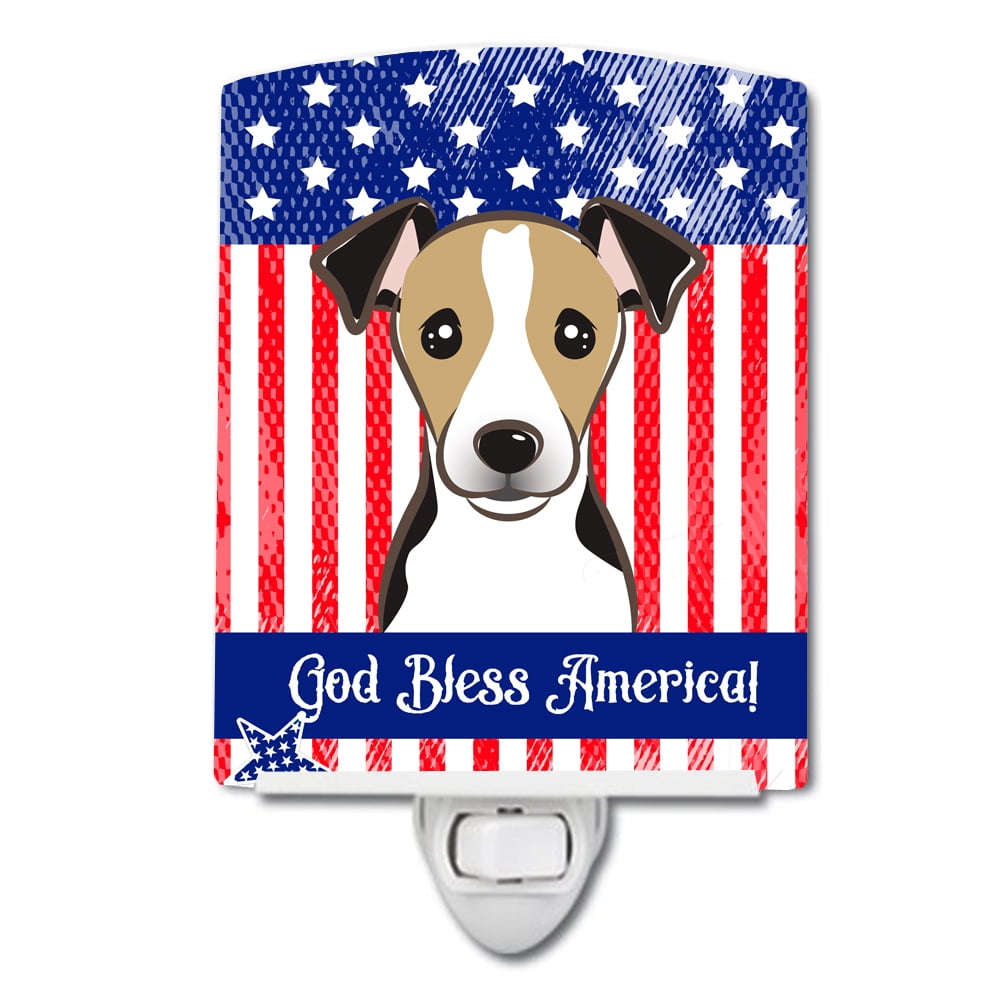 American Flag & Jack Russell Terrier Ceramic Night Light