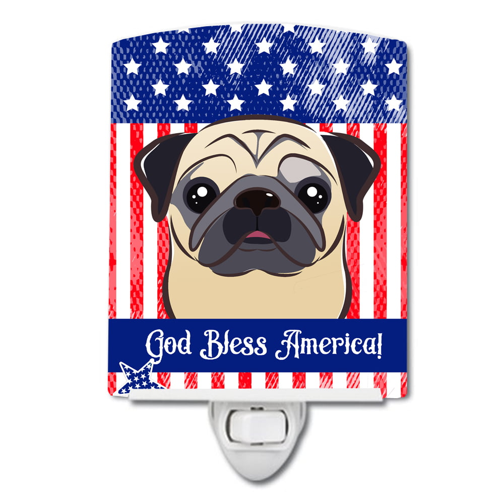American Flag & Fawn Pug Ceramic Night Light