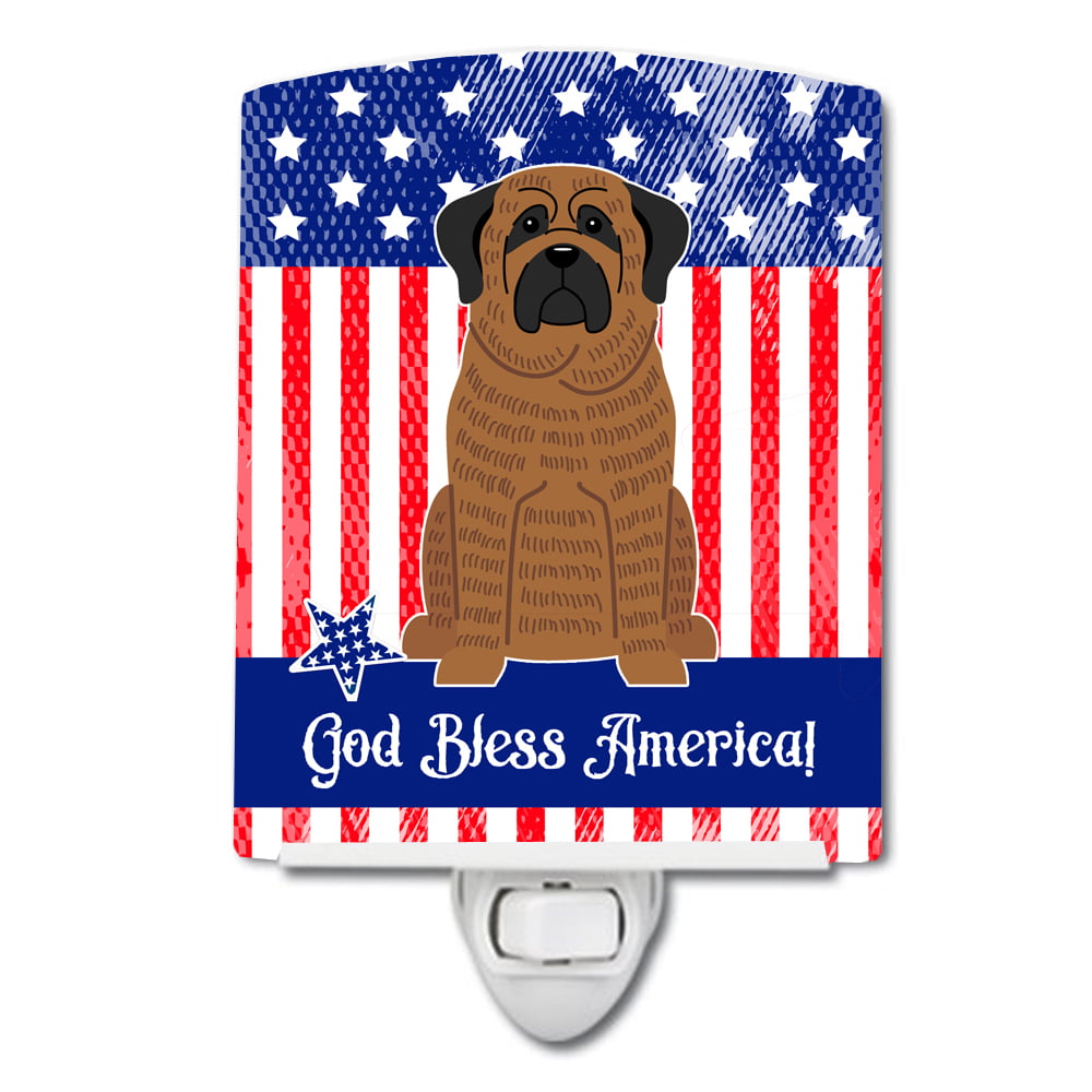 Patriotic USA Mastiff Brindle Ceramic Night Light
