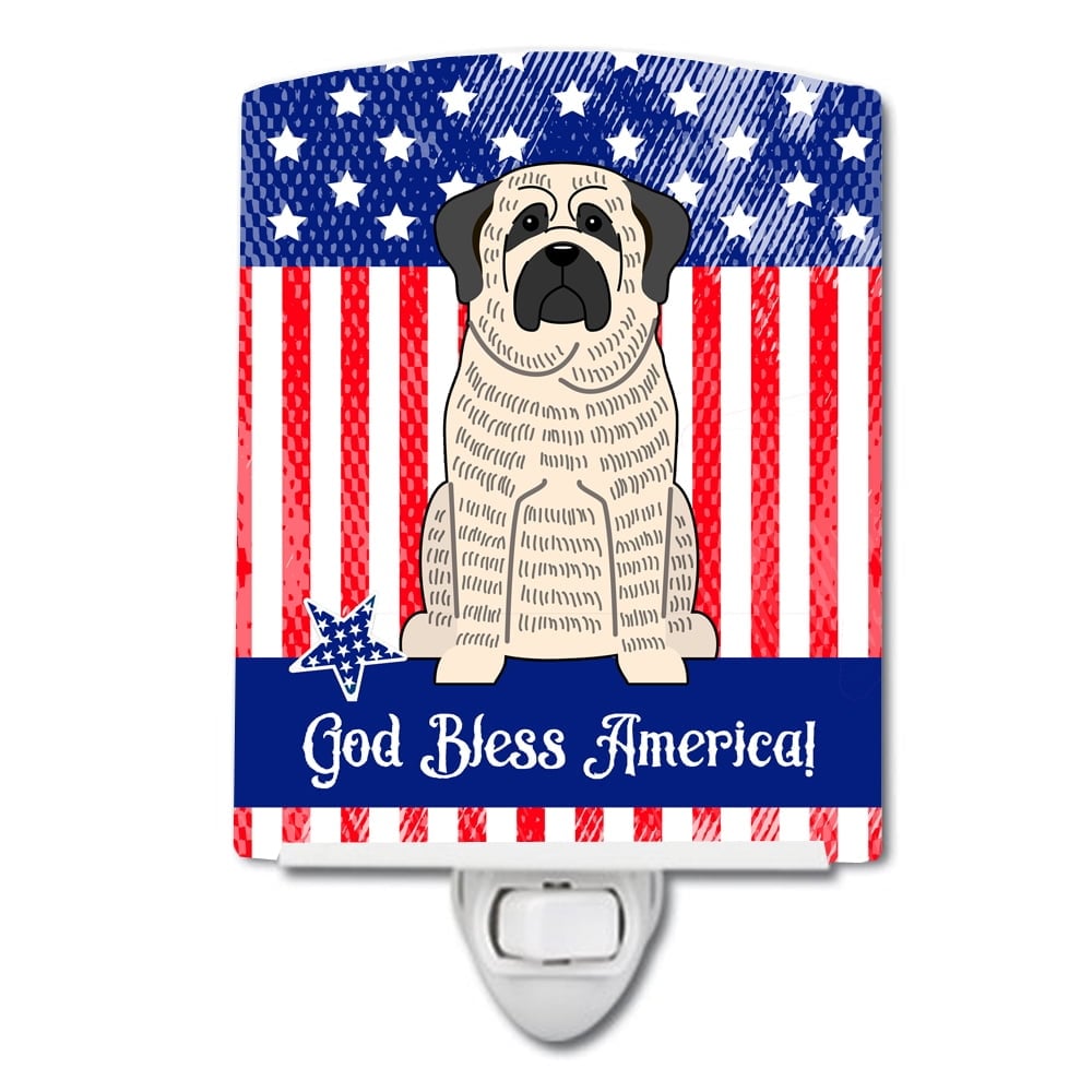 Patriotic USA Mastiff Brindle White Ceramic Night Light
