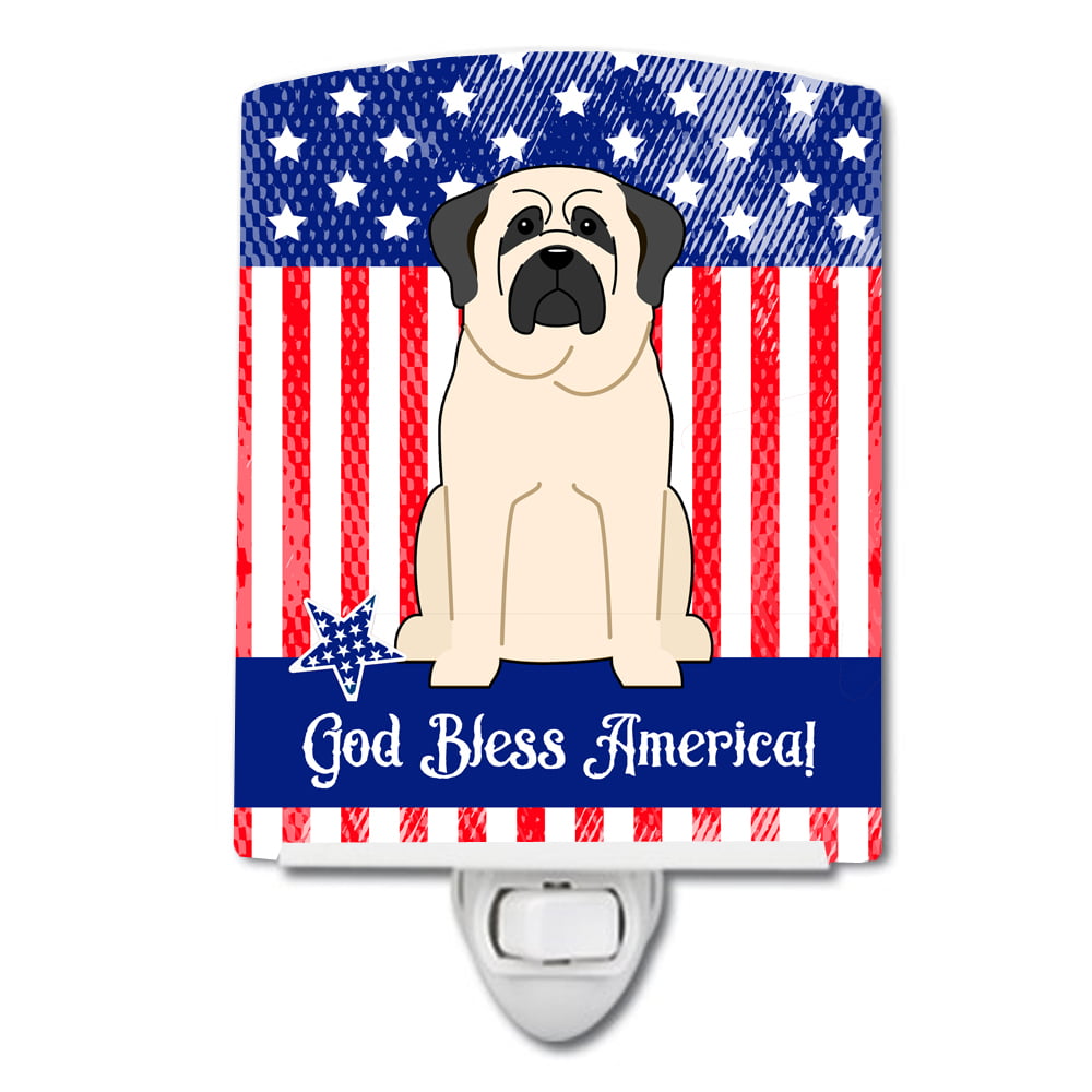 Patriotic USA Mastiff White Ceramic Night Light