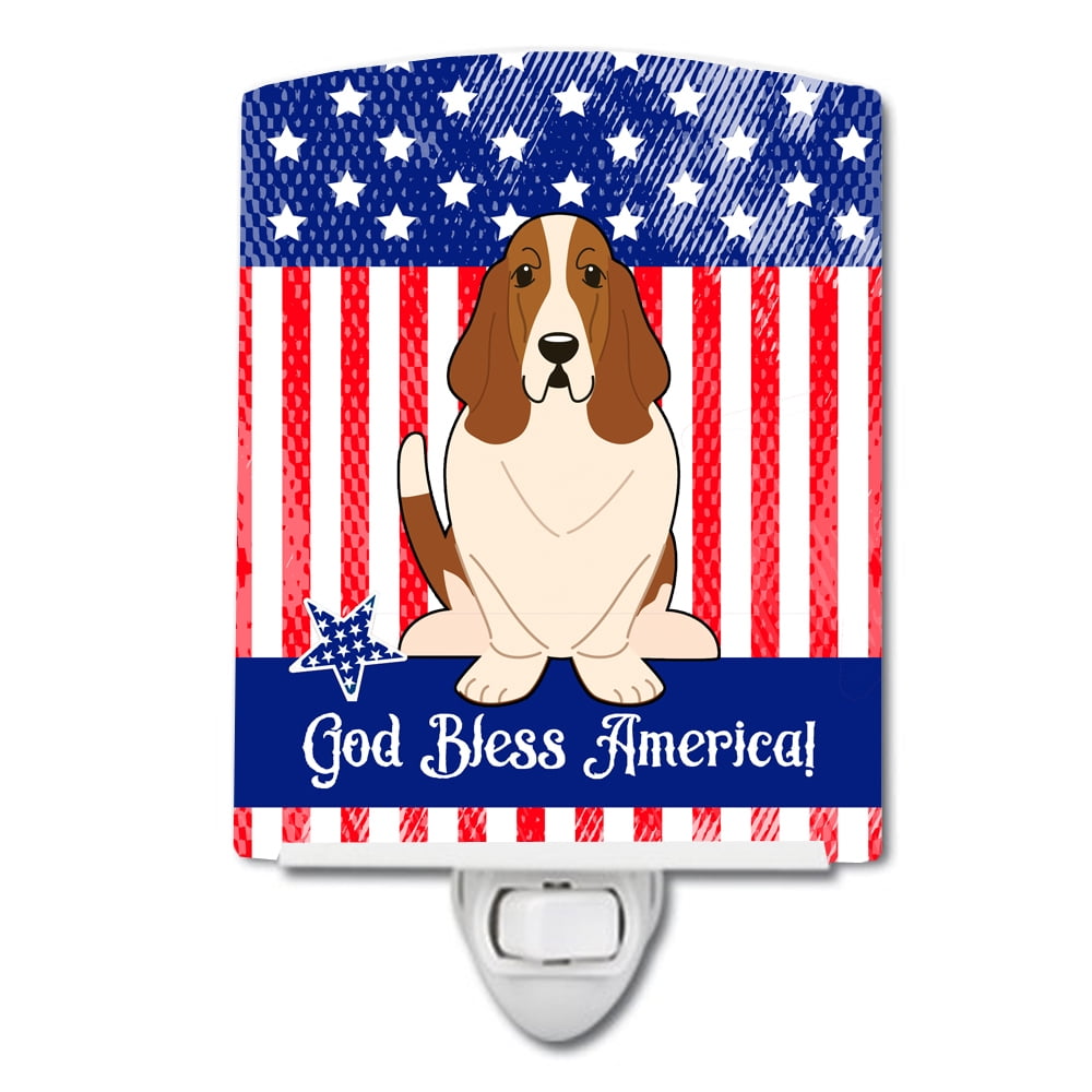 Patriotic USA Basset Hound Ceramic Night Light