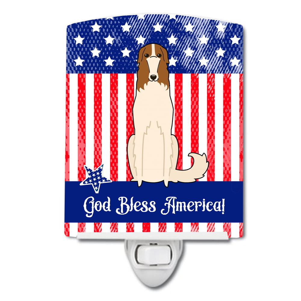 Patriotic USA Borzoi Ceramic Night Light