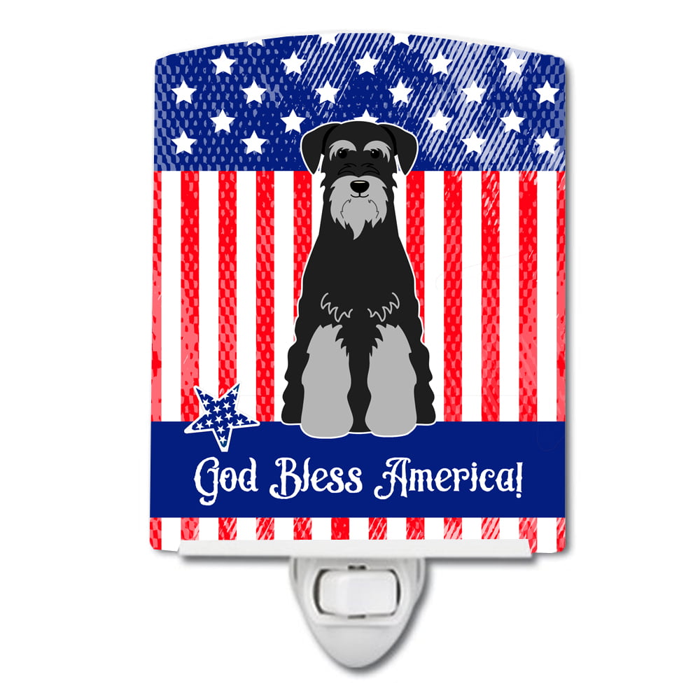 Patriotic USA Standard Schnauzer Black & Grey Ceramic Night Light
